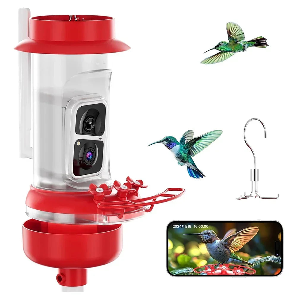 Soliom BF10 Smart Hummingbird Feeder with Ant Moat,AI Identify Bird Species(16 Ounces) - Soliom
