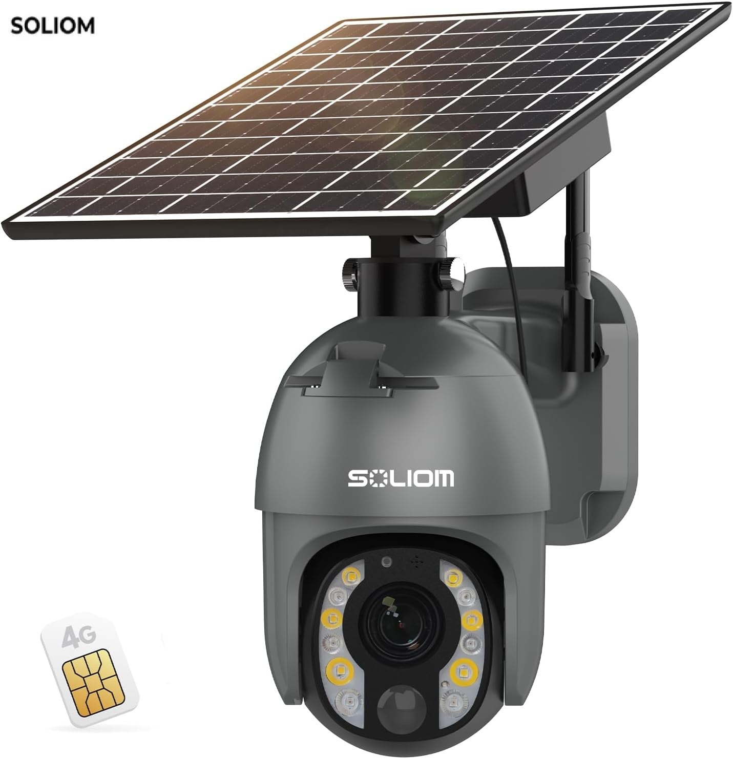 SOLIOM IP65 S600-C10X Human Tracking 4G LTE Solar Security Camera (10X Optical Zoom + 360° Pan Tilt)