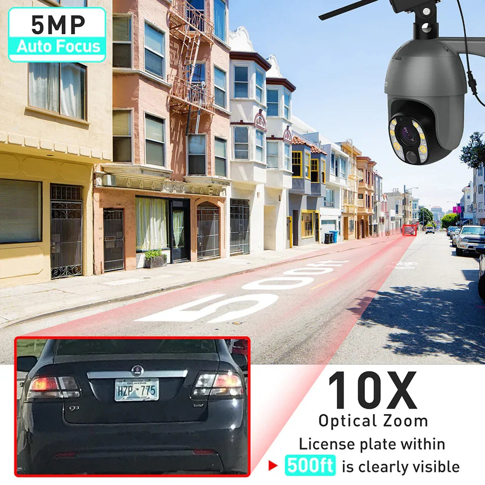 Soliom 5MP S600-C10X Solar Powered Wireless Pan Tilt 4G LTE Cellular Camera-10X Zoom, Unlimited Data Plan - Soliom