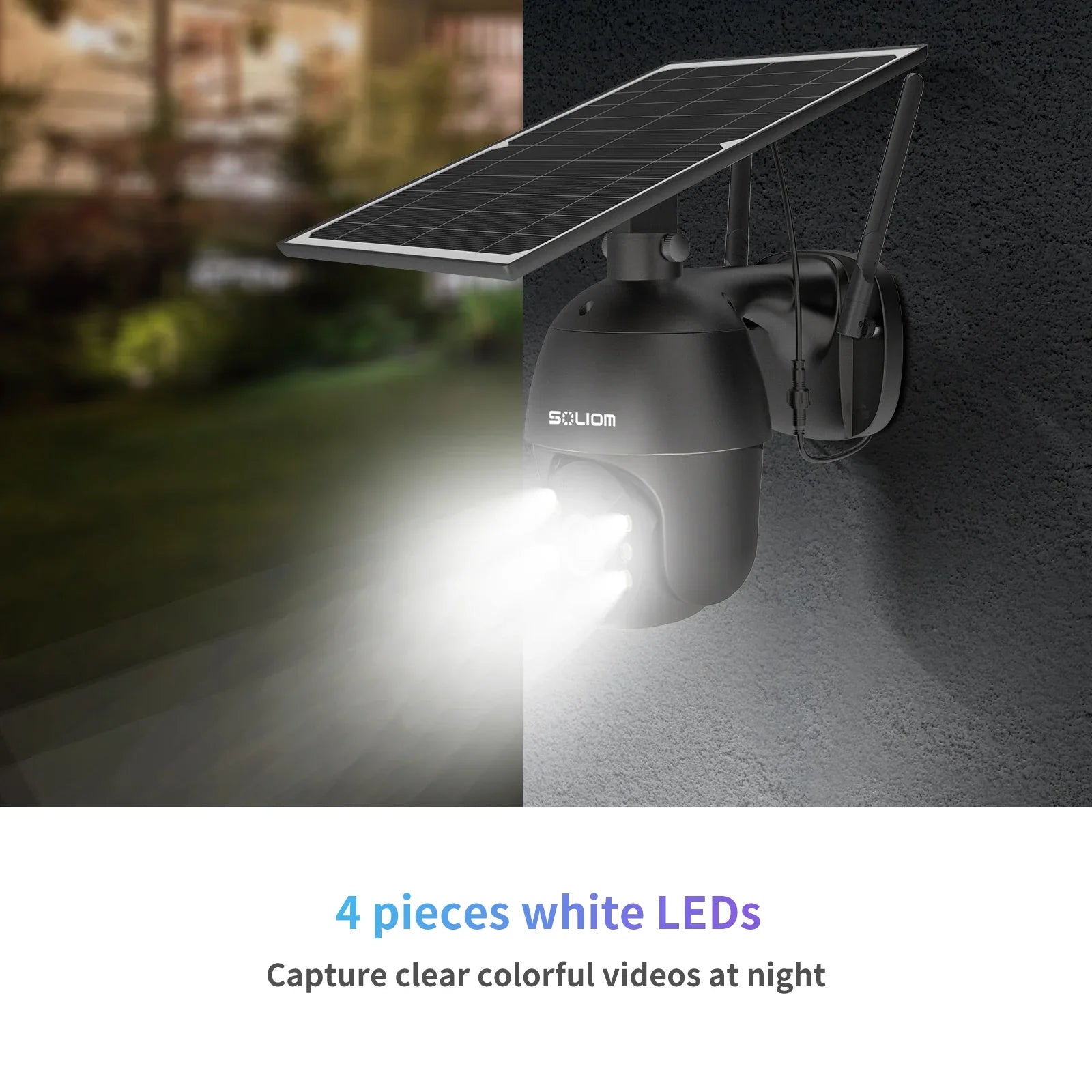 SOLIOM S600 3G/4G LTE Outdoor Solar Powered Cellular Security Camera Wireless,Pan Tilt 360°View Spotlight,1080p Night Vision,2 Way Talk,PIR Motion Sensor, No WiFi, Unlimited Data Plan - Soliom