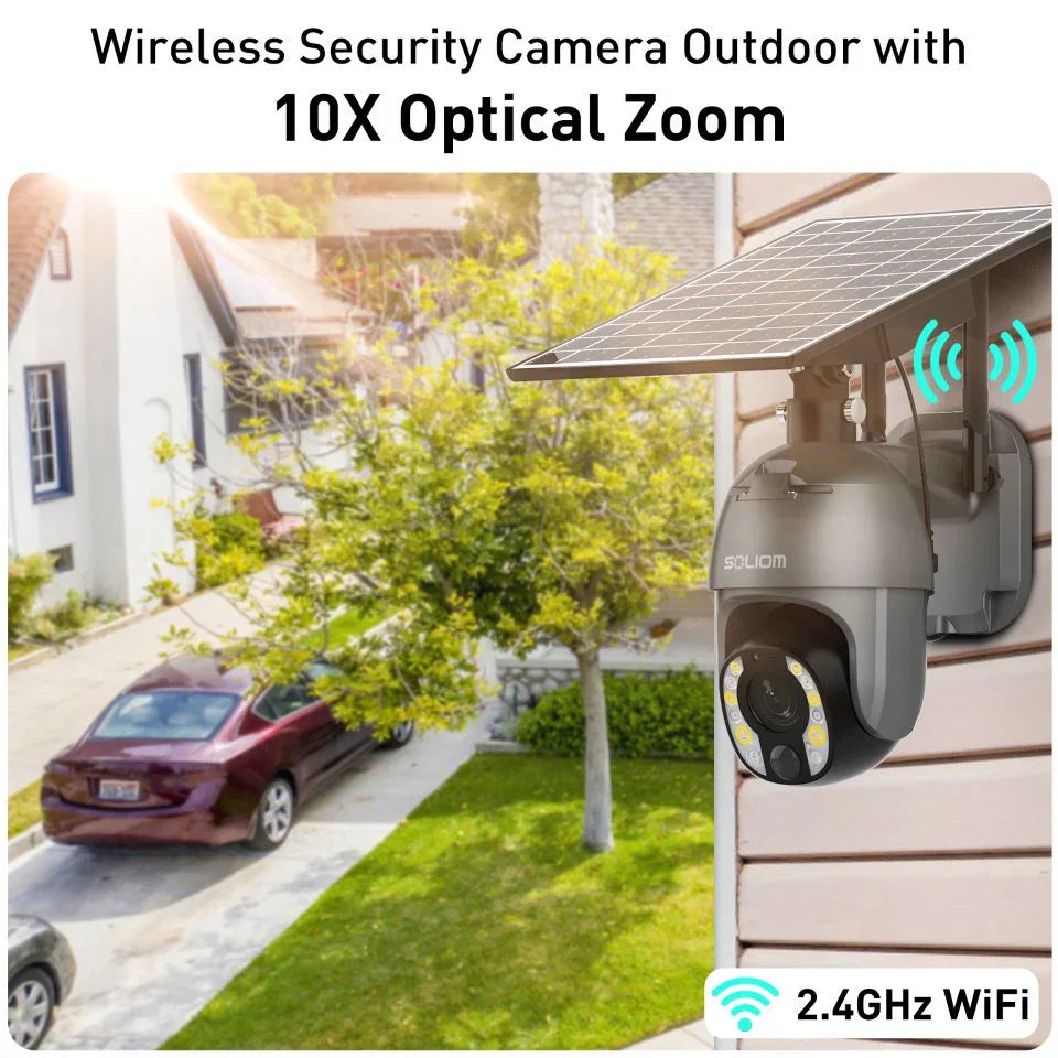 Soliom S600-W10X Optical Zoom Pan Tilt Solar Powered Wifi Camera - Soliom