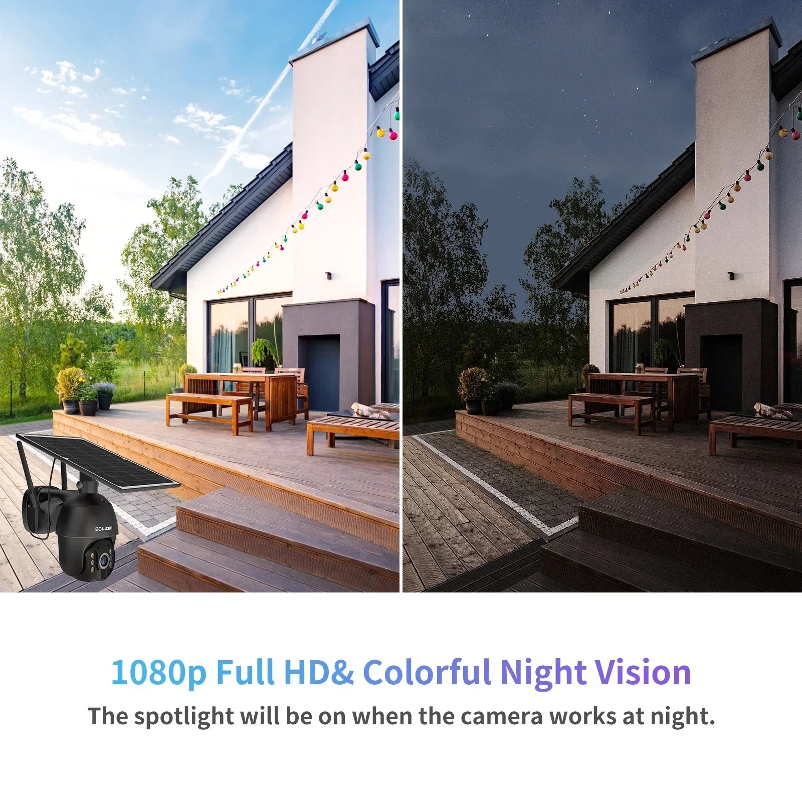 SOLIOM S600 3G/4G LTE Outdoor Solar Powered Cellular Security Camera Wireless,Pan Tilt 360°View Spotlight,1080p Night Vision,2 Way Talk,PIR Motion Sensor, No WiFi, Unlimited Data Plan - Soliom