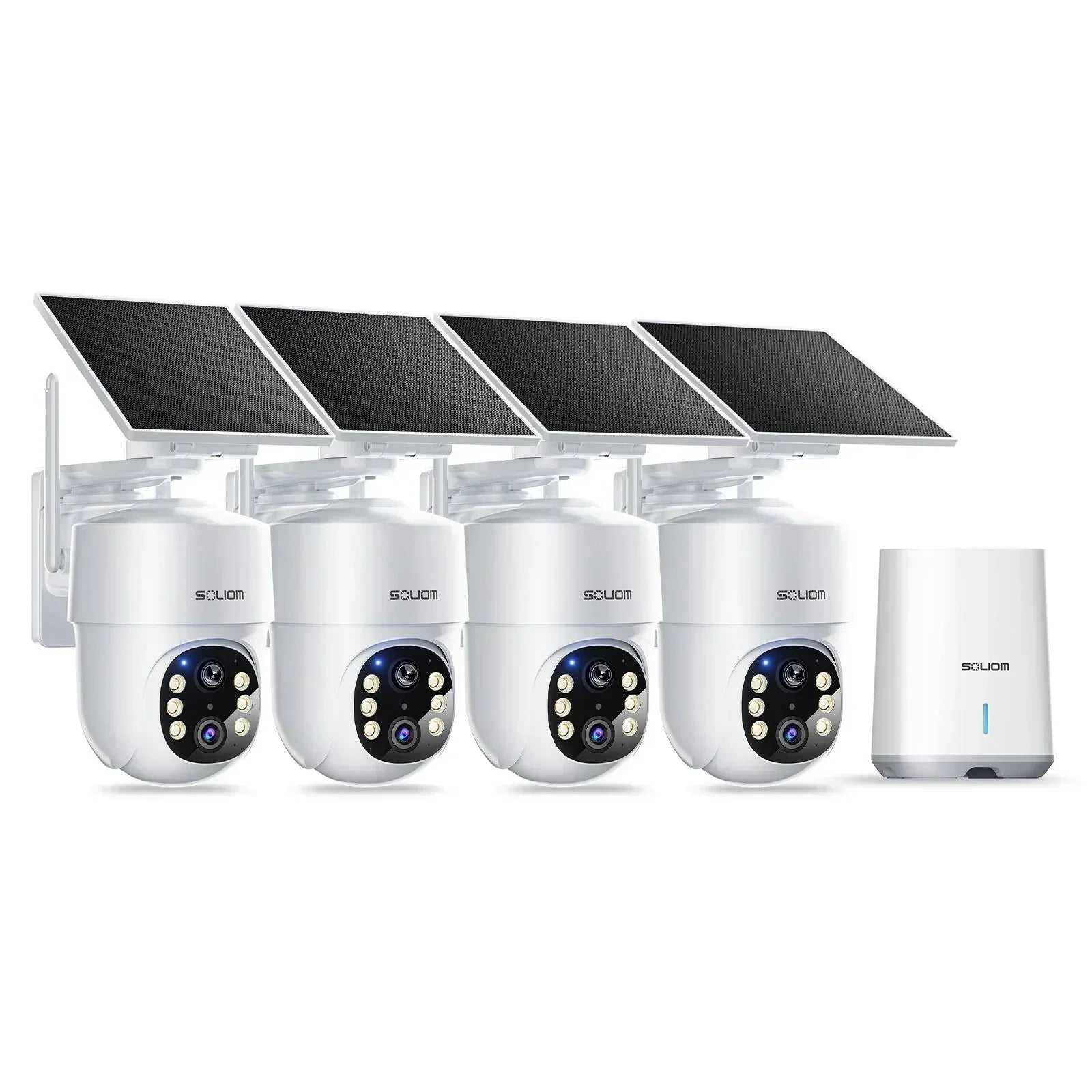 Soliom Wireless 5MP UHD Outdoor Solar Powered Security with Homebase, 3K Res, 360°PTZ, 2-Cam Pack, 4-Cam Pack, No Subscription