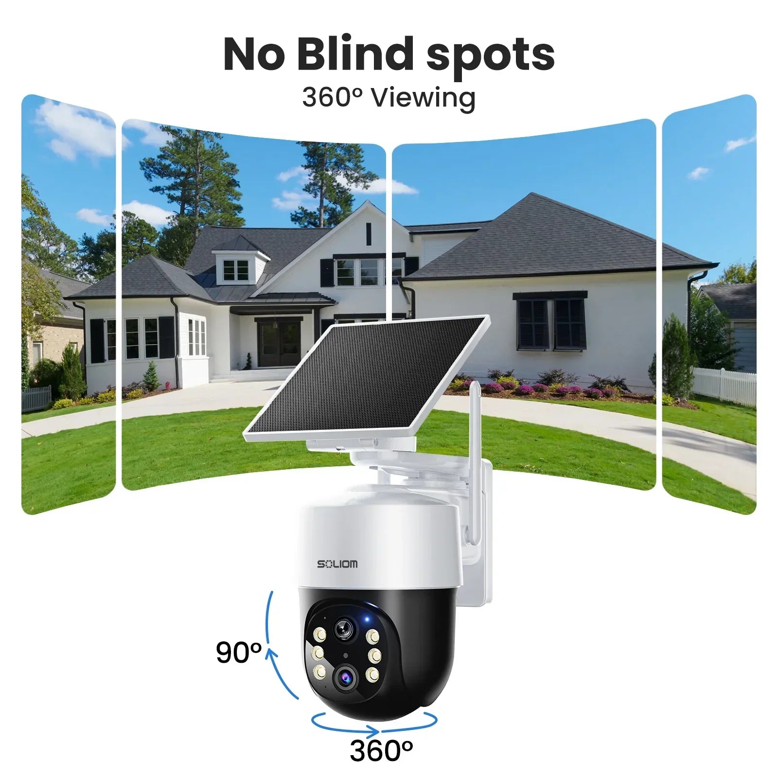 SOLIOM 4K Wireless Security Camera Outdoor, Solar Powered Home Security Camera with 8MP Color Night Vision, 4 Cam-Kit, SH802 - Soliom