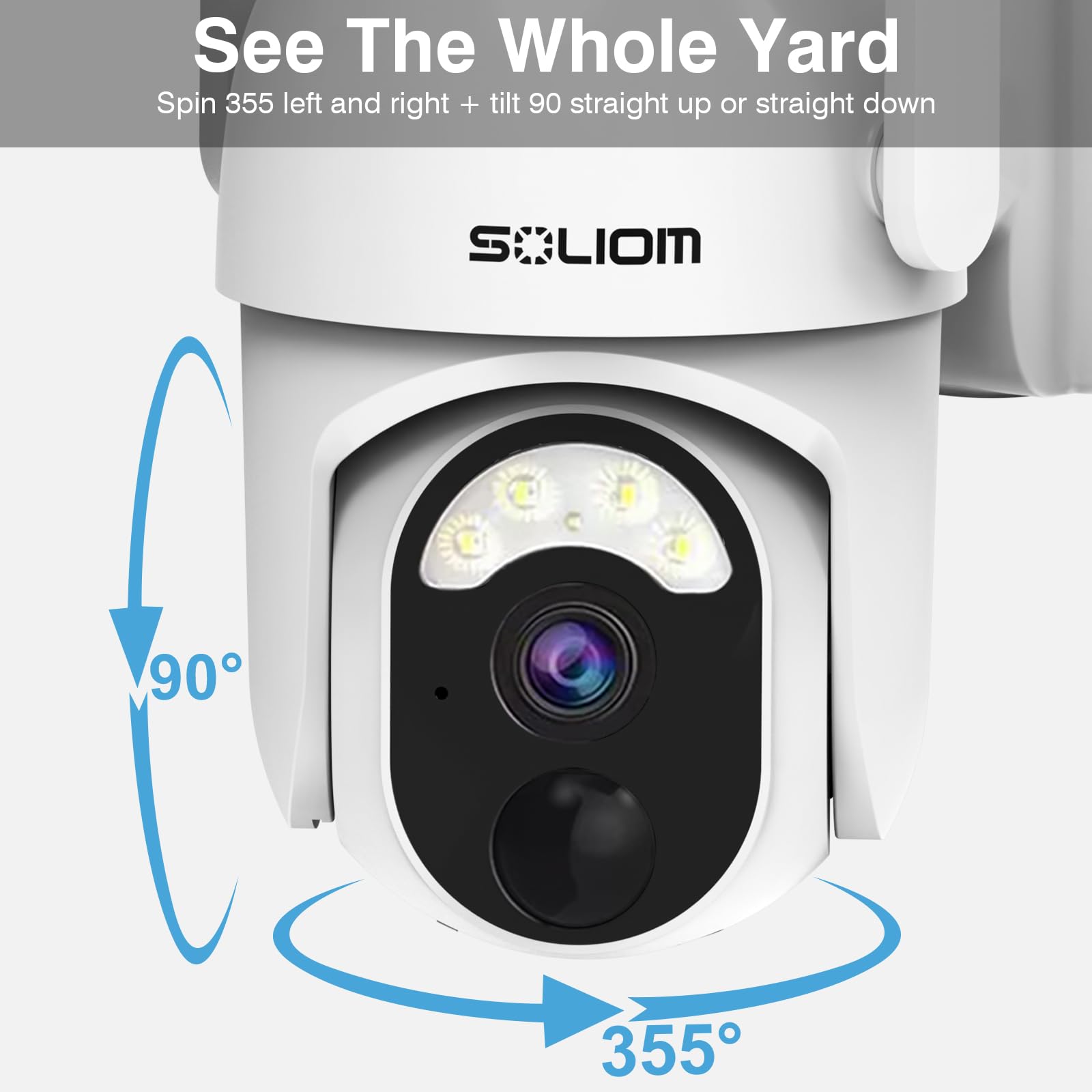 SOLIOM S40R 4G PT LTE Cellular-Security-Camera with Binding SIM Card, with 2K Resolution Video, Spotlight Night Vision, Motion Detection