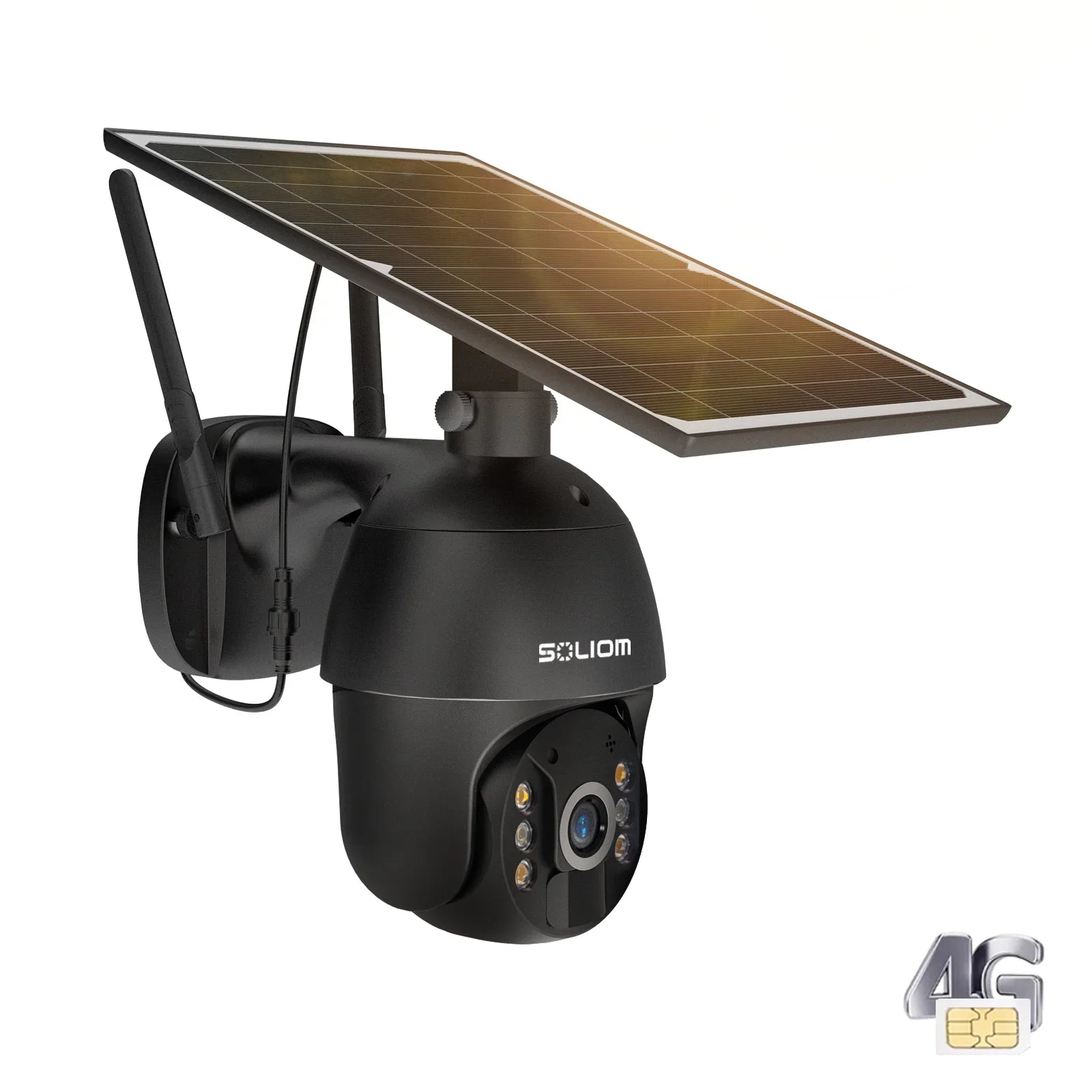 SOLIOM S600 3G/4G LTE Outdoor Solar Powered Cellular Security Camera Wireless,Pan Tilt 360°View Spotlight,1080p Night Vision,2 Way Talk,PIR Motion Sensor, No WiFi, Unlimited Data Plan - Soliom