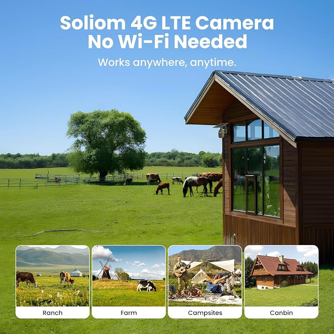 SOLIOM S600 Series 2K 4G LTE Solar Security Camera with Color Night Vision
