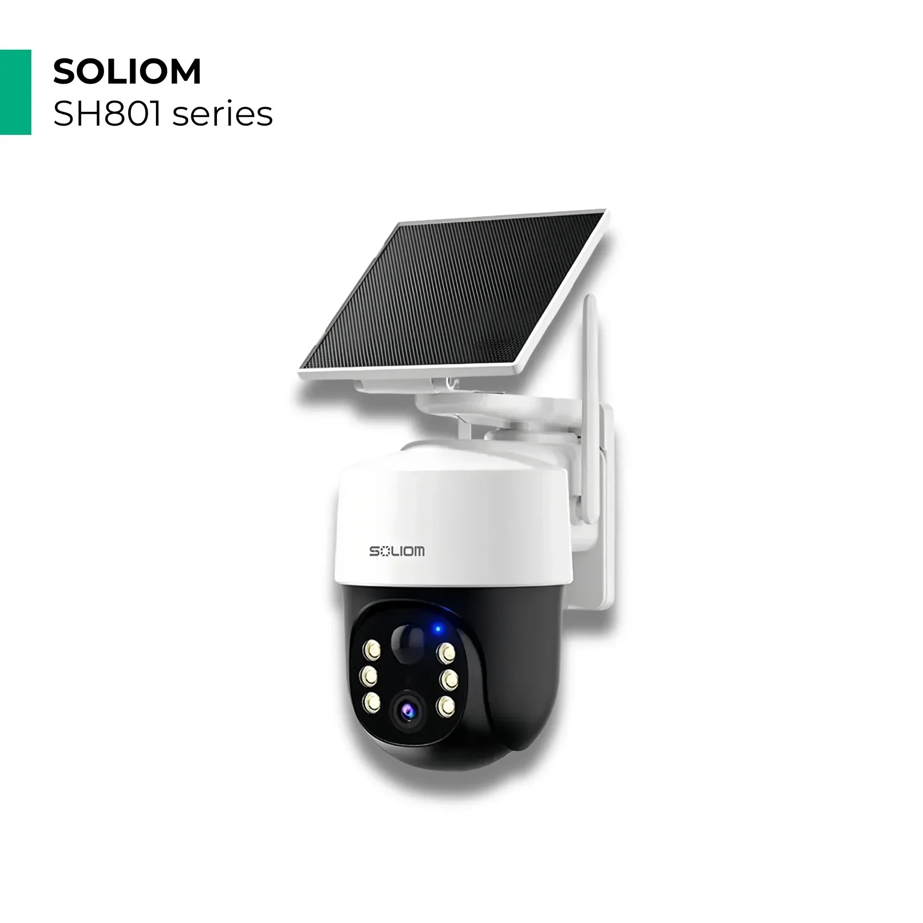 Solar powered wireless outdoor security camera with night vision and wall-mount design