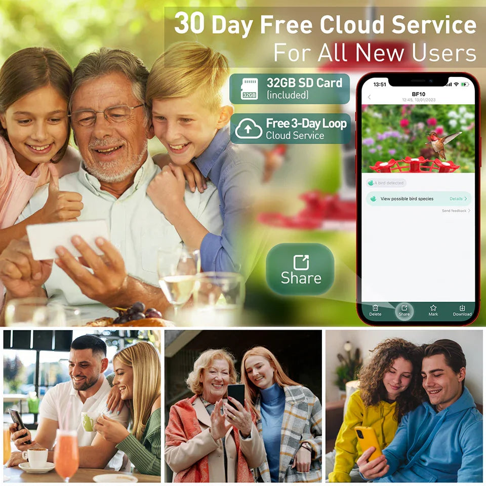 Soliom BF10 Smart Hummingbird Feeder with Ant Moat,AI Identify Bird Species(16 Ounces) - Soliom