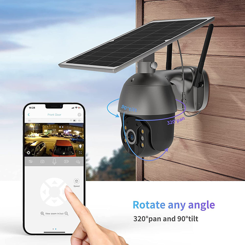Soliom S600 Pan Tilt Solar Powered Wireless 4G LTE Cellular Security Camera, Unlimited Data Plan - Soliom