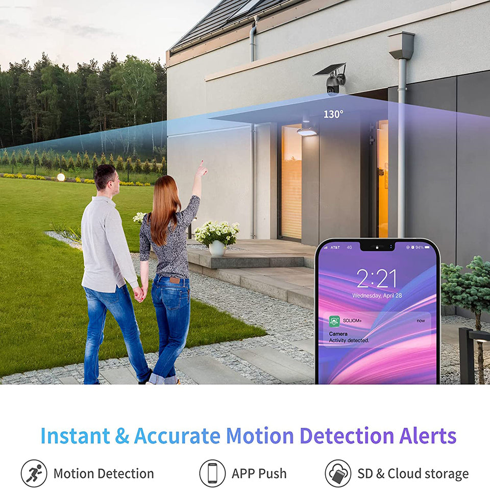Soliom S600 Pan Tilt Solar Powered Wireless 4G LTE Cellular Security Camera, Unlimited Data Plan - Soliom