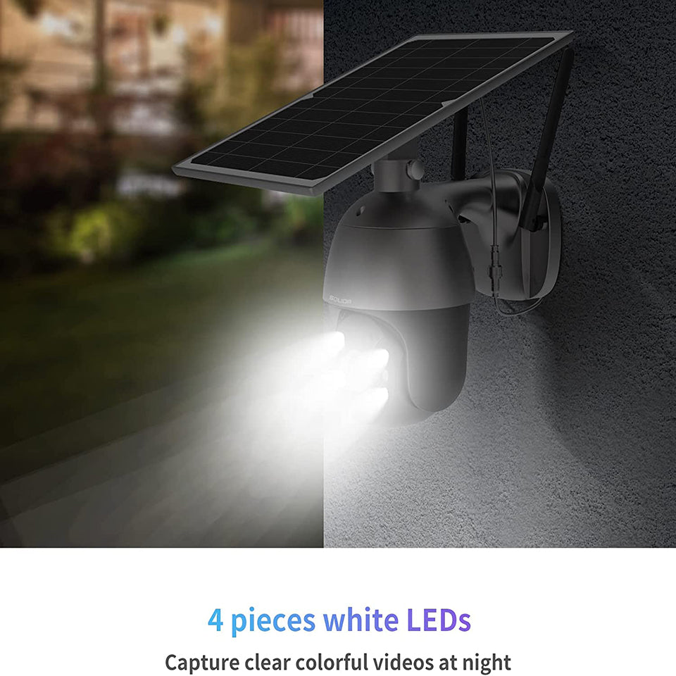 Soliom S600 Pan Tilt Solar Powered Wireless 4G LTE Cellular Security Camera, Unlimited Data Plan - Soliom