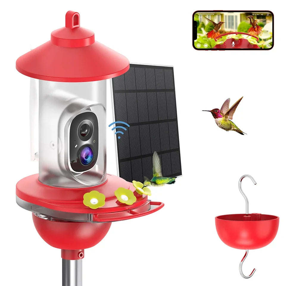 SOLIOM Humbirdy BF06 Hummingbird Feeder with Solar Power, 2K Live Video(20 oz) - Soliom