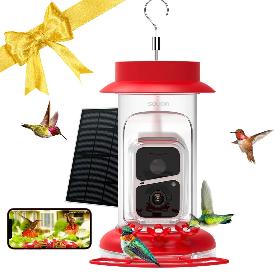 Soliom BF10 Smart Hummingbird Feeder with Ant Moat,AI Identify Bird Species(16 Ounces) - Soliom