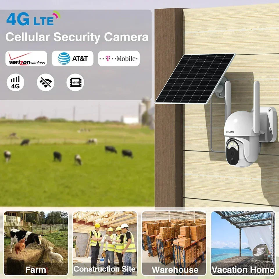 Soliom S40R Pan Tilt Solar Powered Wireless 4G LTE Cellular Security Camera - Soliom