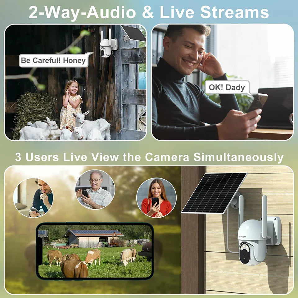 Soliom S40R Pan Tilt Solar Powered Wireless 4G LTE Cellular Security Camera - Soliom