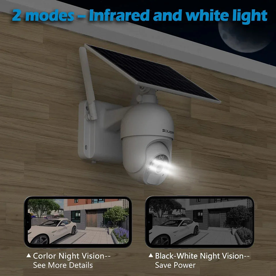 Soliom S800C Pan Tilt Solar Powered Wireless 4G LTE Cellular Security Camera - Soliom