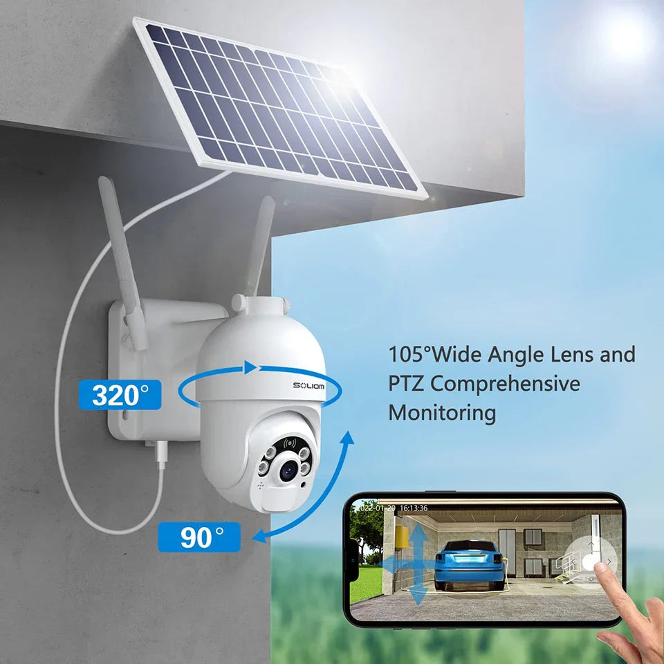 Soliom S800C Pan Tilt Solar Powered Wireless 4G LTE Cellular Security Camera - Soliom