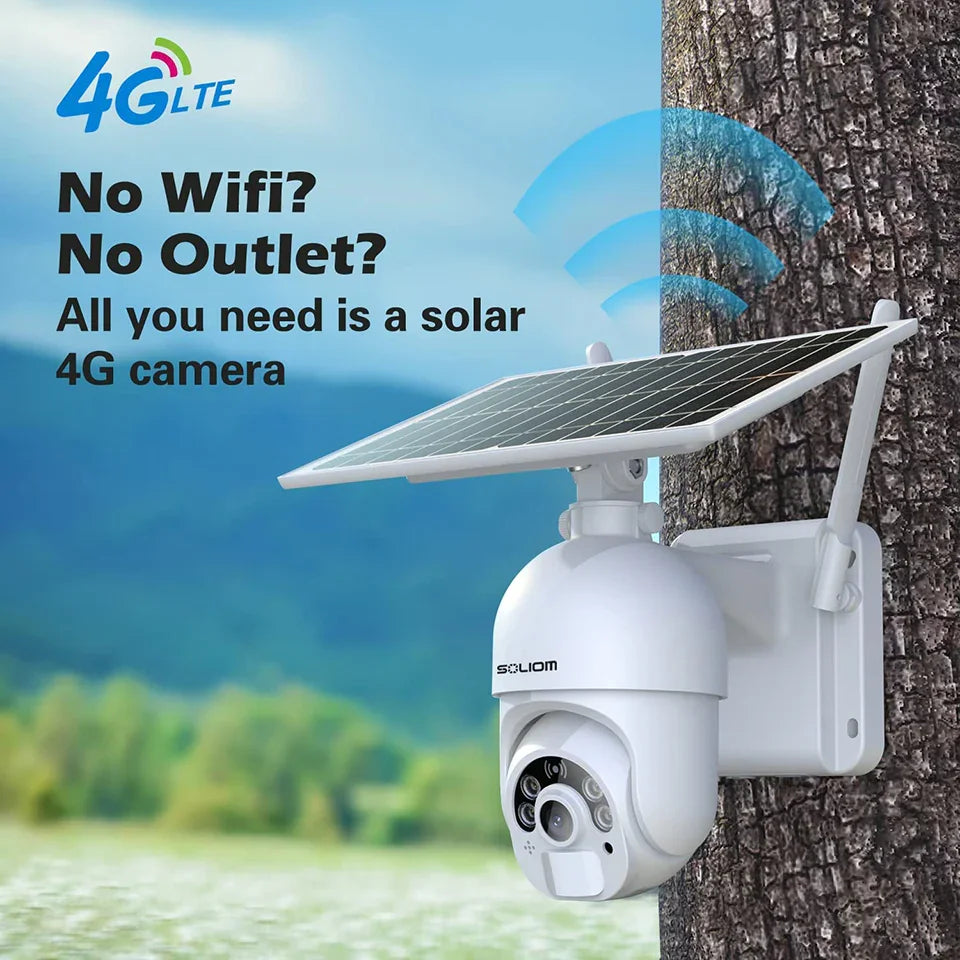 Soliom S800C Pan Tilt Solar Powered Wireless 4G LTE Cellular Security Camera - Soliom