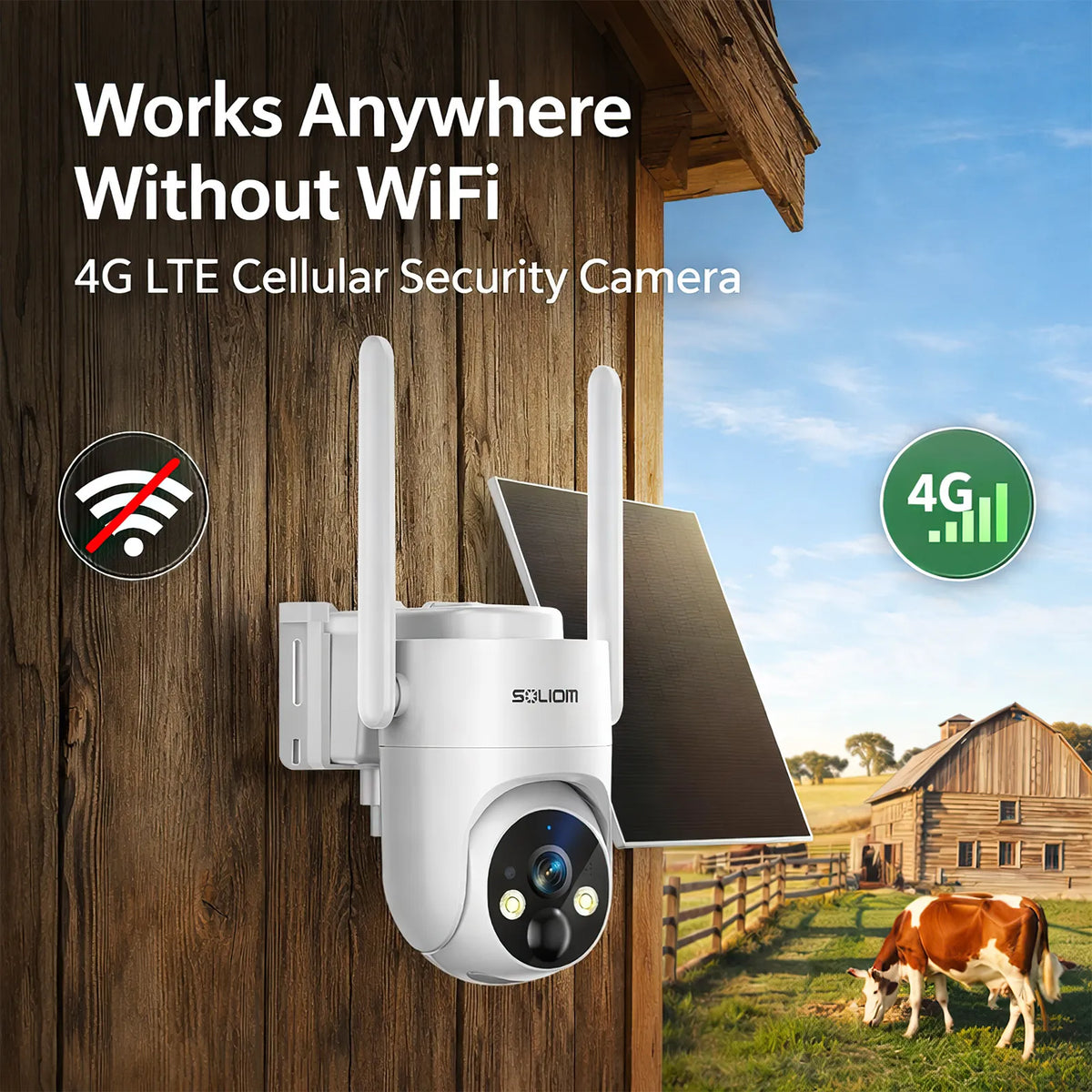 SOLIOM S90 2K 4G LTE Outdoor Security Camera with Color Night Vision