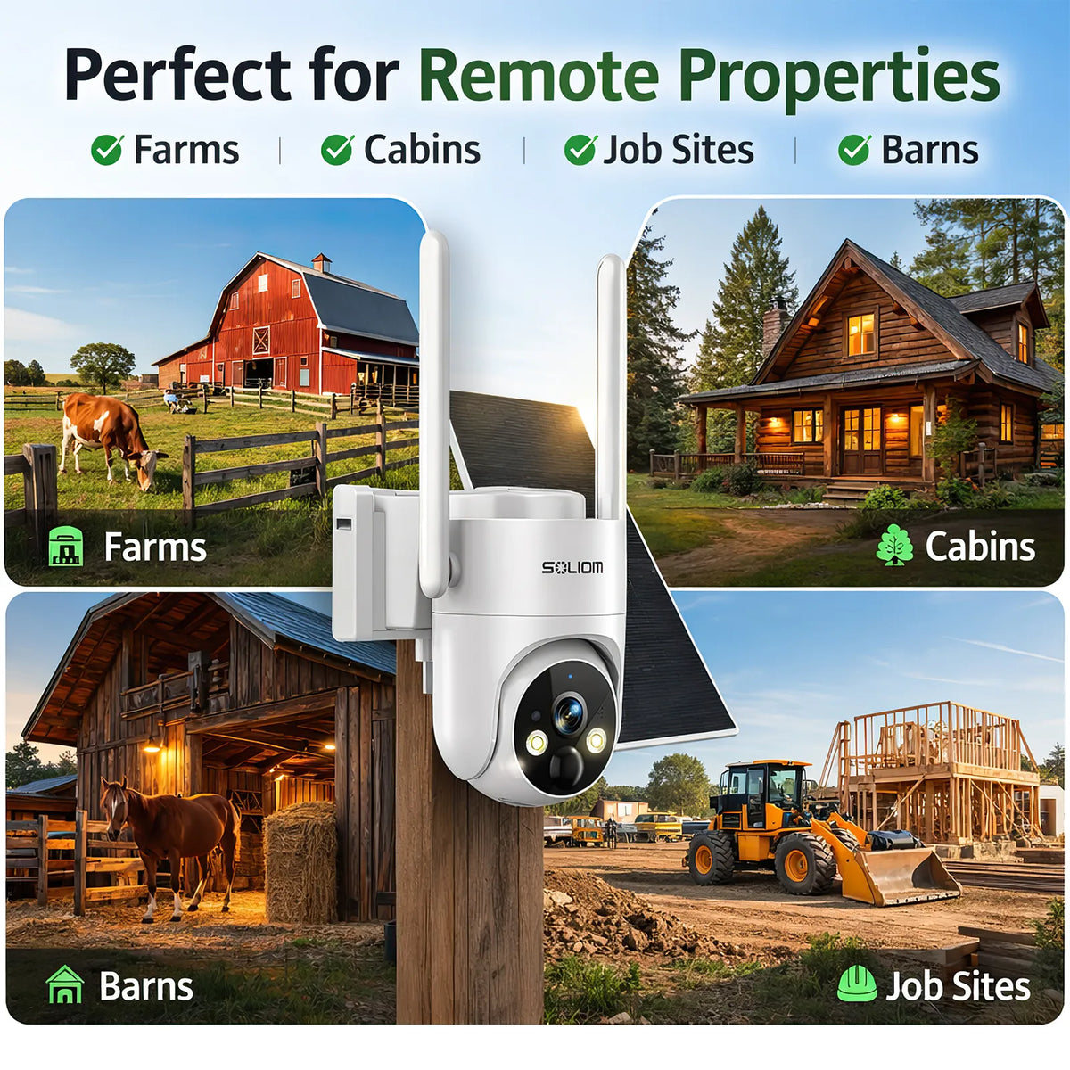 SOLIOM S90 2K 4G LTE Outdoor Security Camera with Color Night Vision