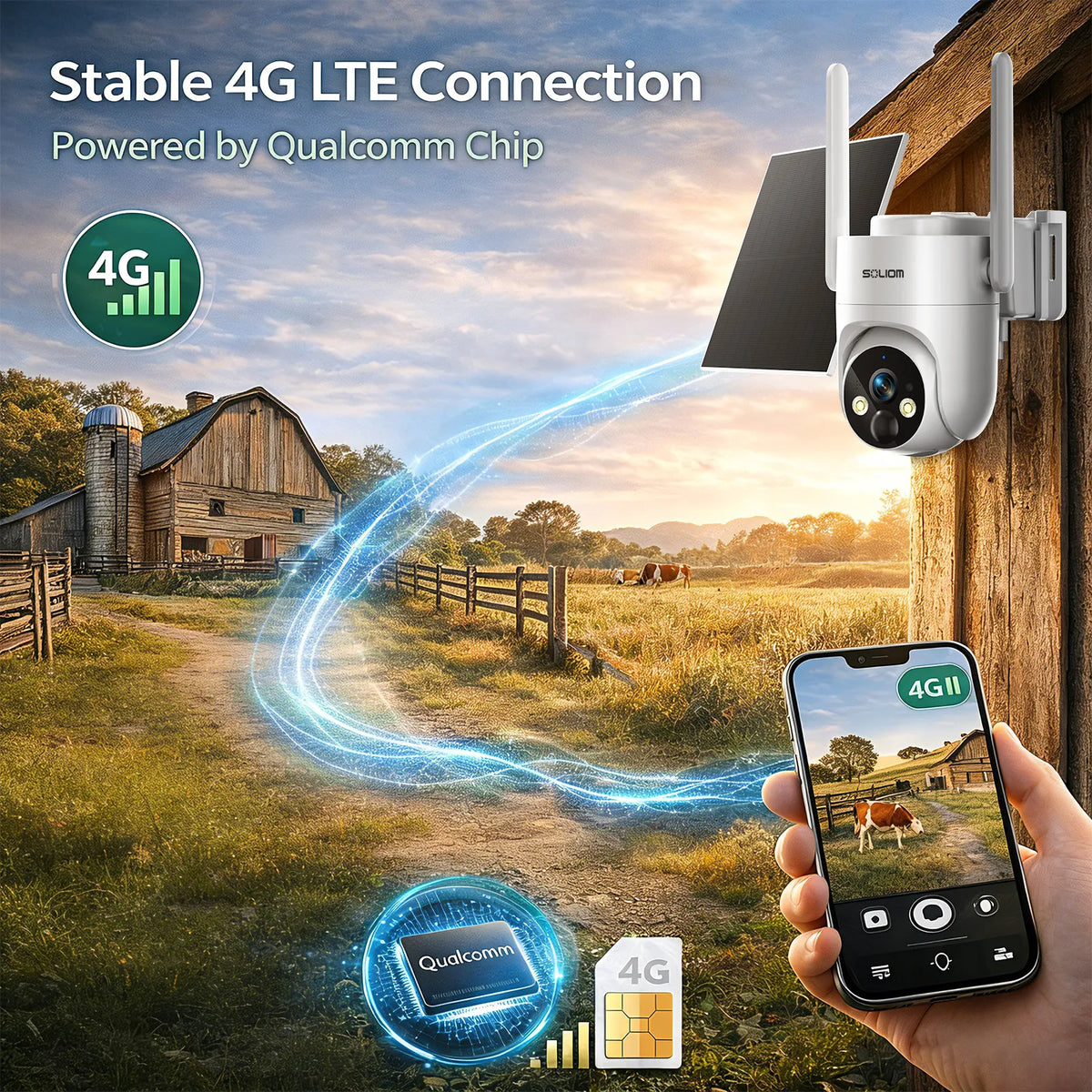 SOLIOM S90 2K 4G LTE Outdoor Security Camera with Color Night Vision