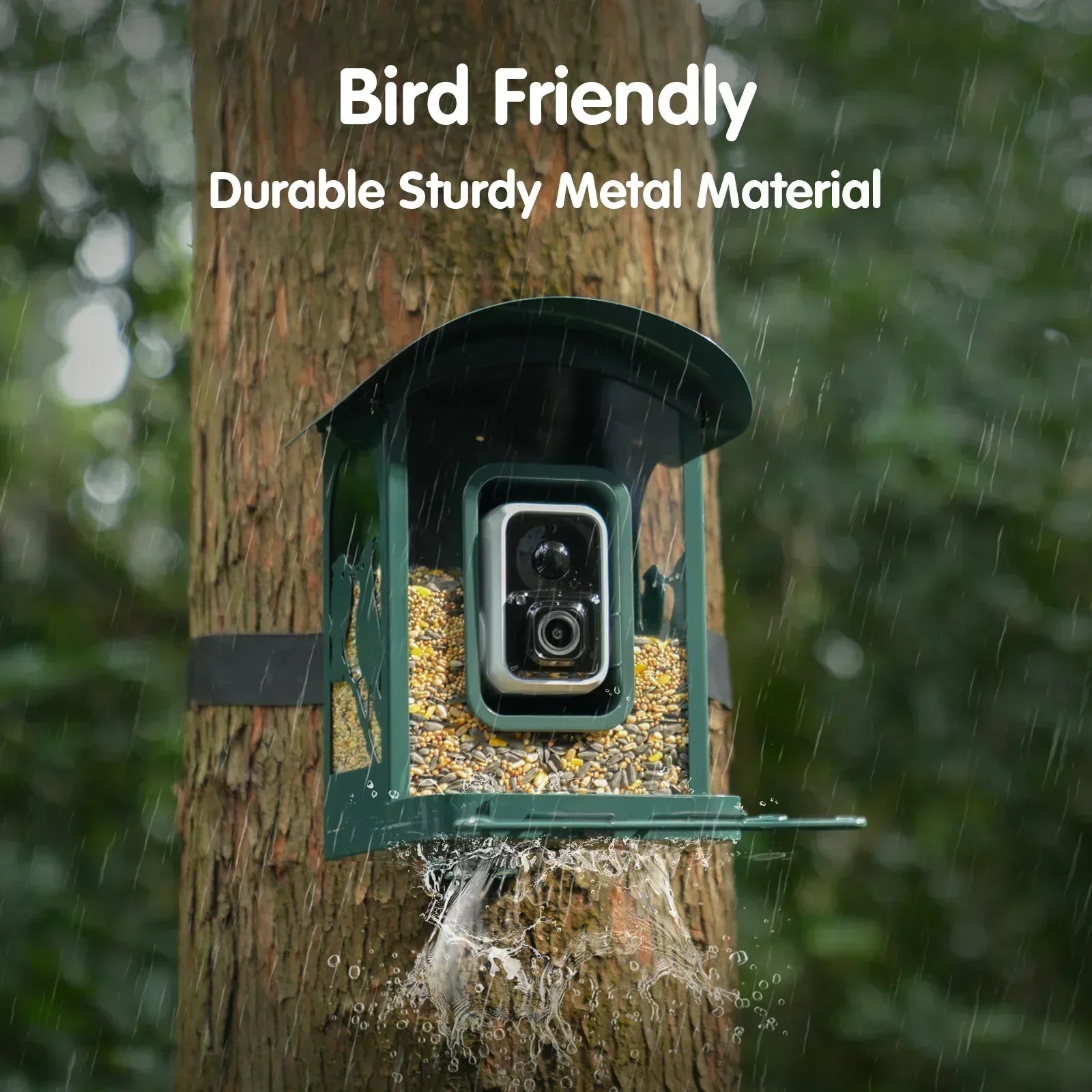Humbirdy Smart Bird Feeder with Camera, 8MP Ultra HD Photo & 4K Live Video, AI Bird Identification, Slow Motion Playback,Dual-Band Wi-Fi, Solar Powered, No Subscription, Metal Bird Watching Gift