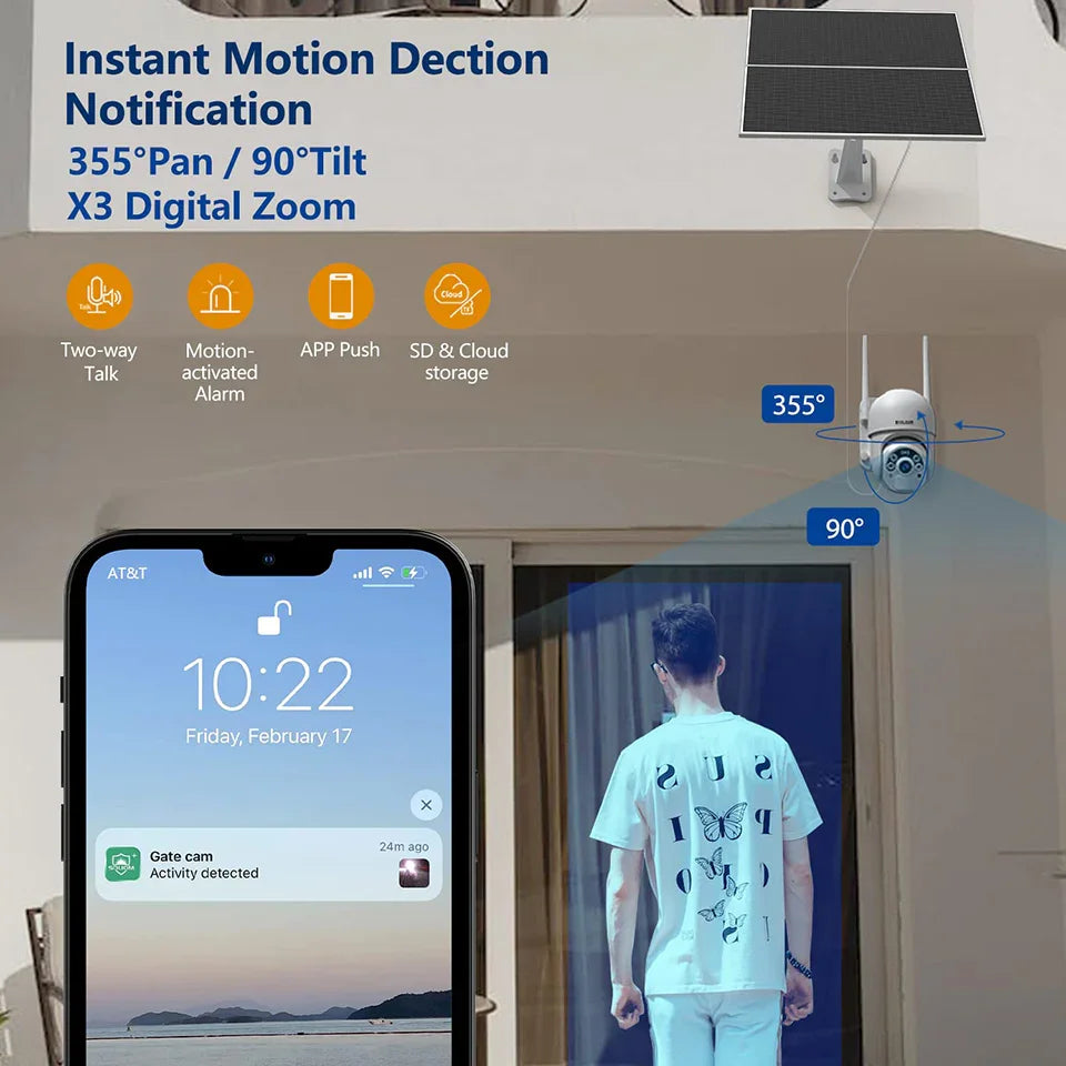 Soliom Pan Tilt SL800 Wifi 24/7 Recording Camera, Solar Powered - Soliom