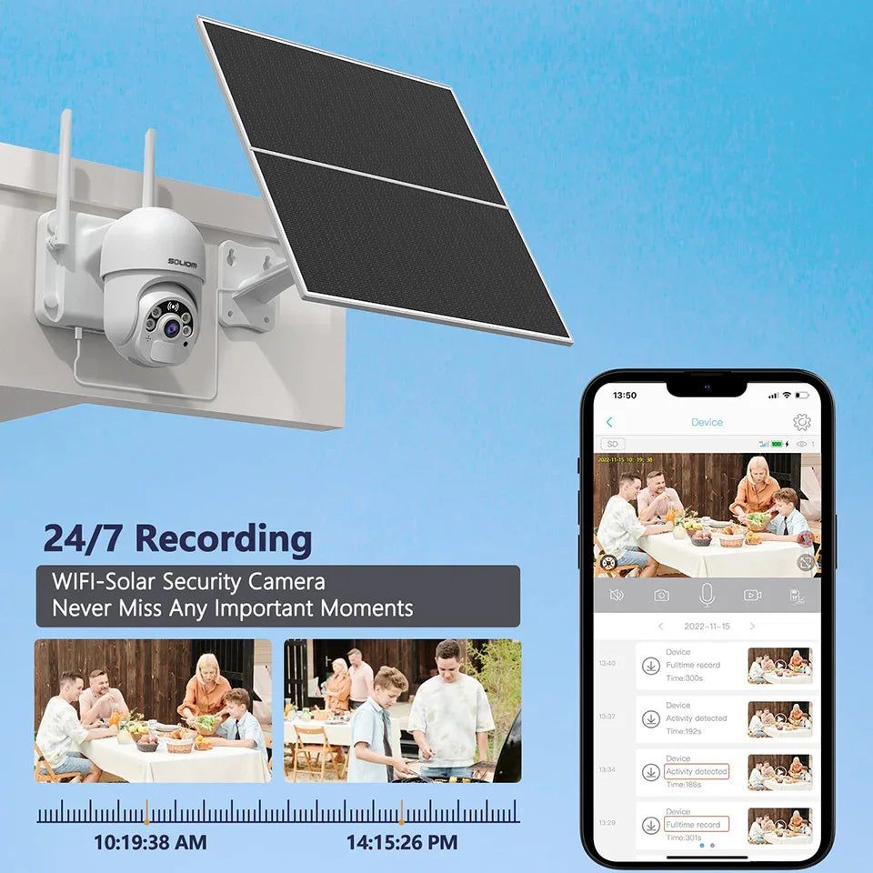 Soliom Pan Tilt SL800 Wifi 24/7 Recording Camera, Solar Powered - Soliom