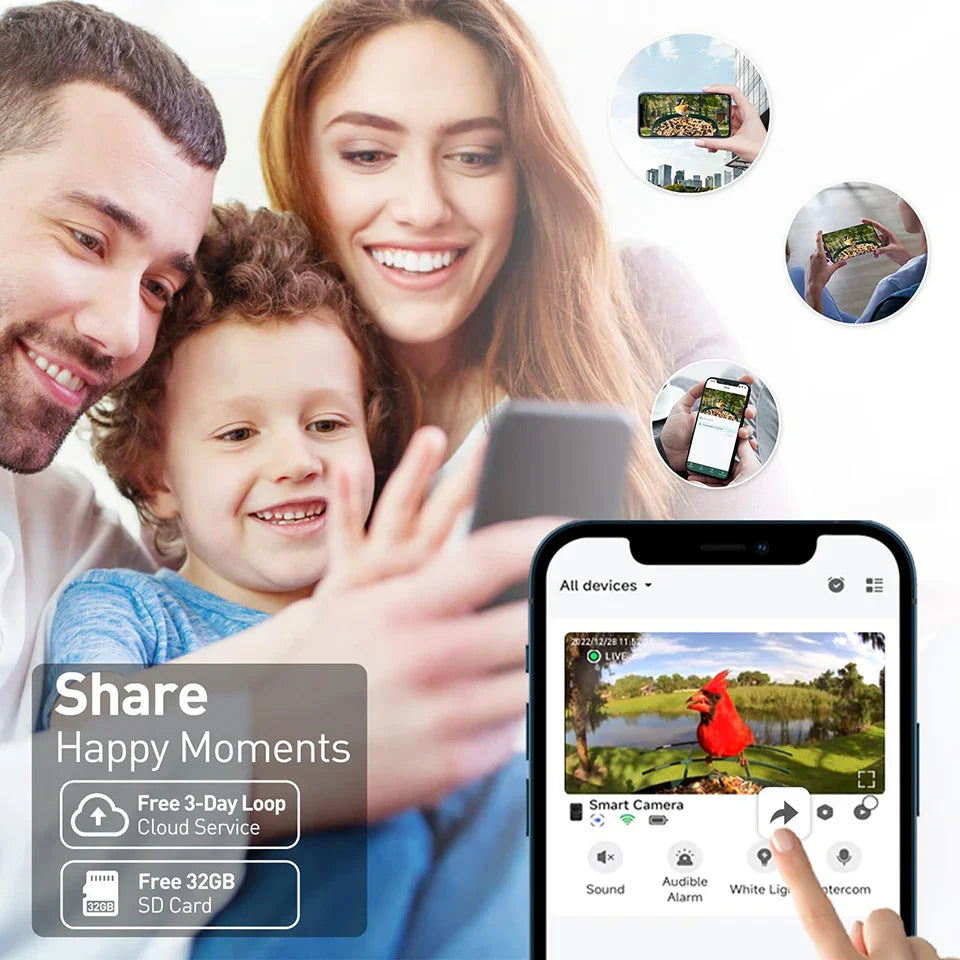 Soliom BF08S Smart Bird Feeder With Solar Power Metal Case-1.6L-with DIY Add-ons, 2K resolution - Soliom