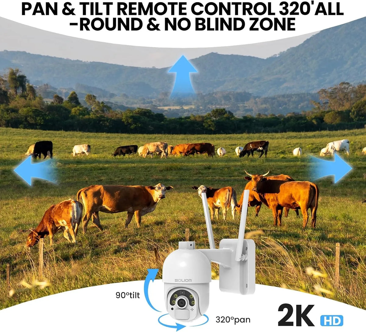 SOLIOM S800C 2K Outdoor Security Camera with PIR Detection & 2-Way Audio