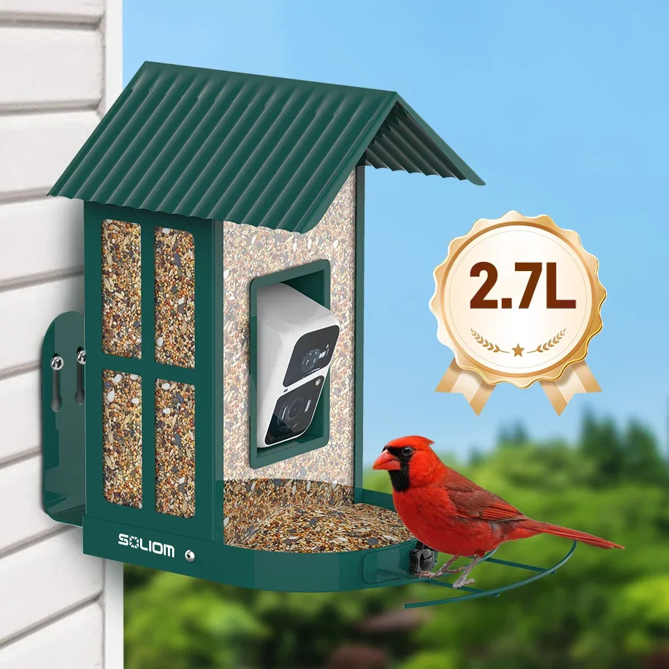 Soliom BF08 Smart Bird Feeder With Camera-AI Recognition,Metal Case-2.7L - Soliom