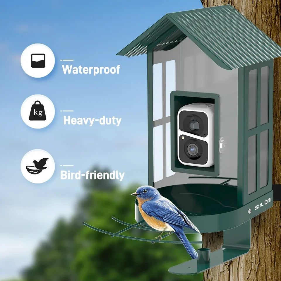 Soliom BF08 Smart Bird Feeder With Camera-AI Recognition,Metal Case-2.7L - Soliom