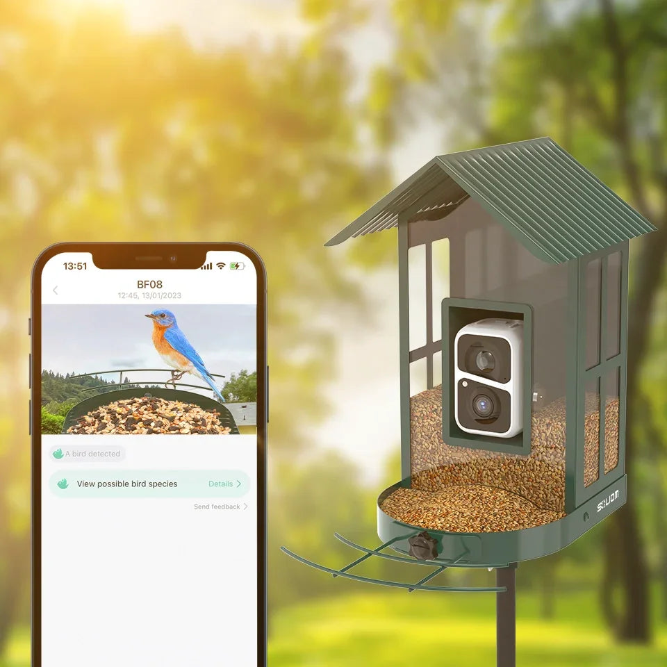 Soliom BF08 Smart Bird Feeder With Camera-AI Recognition,Metal Case-2.7L - Soliom
