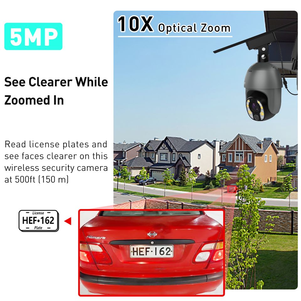 Soliom S600-W10X Optical Zoom Pan Tilt Solar Powered Wifi Camera