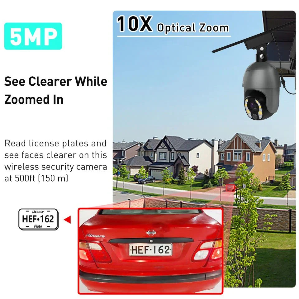 Soliom S600-W10X Optical Zoom Pan Tilt Solar Powered Wifi Camera - Soliom