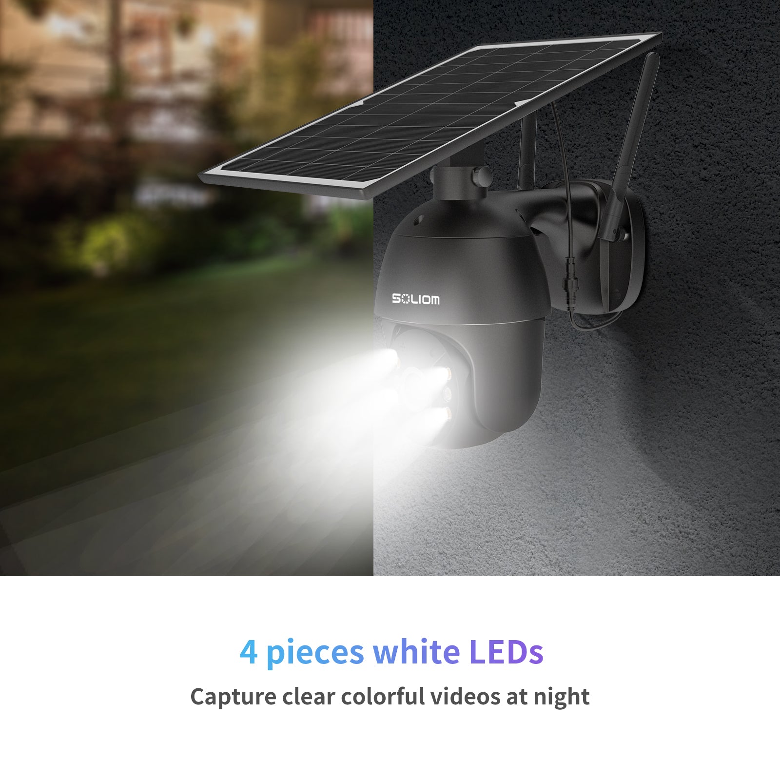 SOLIOM S600 3G/4G LTE Outdoor Solar Powered Cellular Security Camera Wireless,Pan Tilt 360°View Spotlight,1080p Night Vision,2 Way Talk,PIR Motion Sensor, No WiFi, US Version