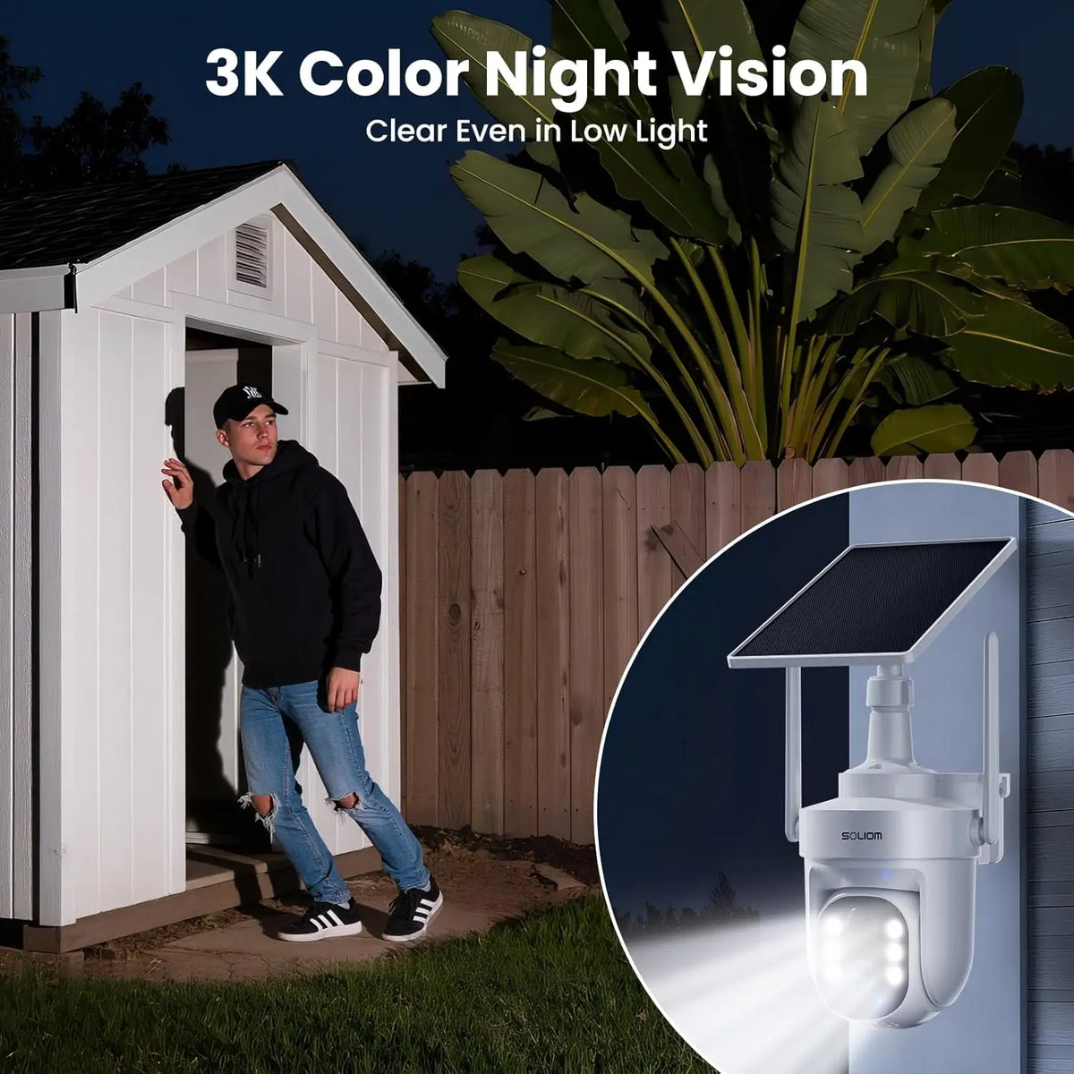 Soliom,solar security cameras system,3K Color Night Vision