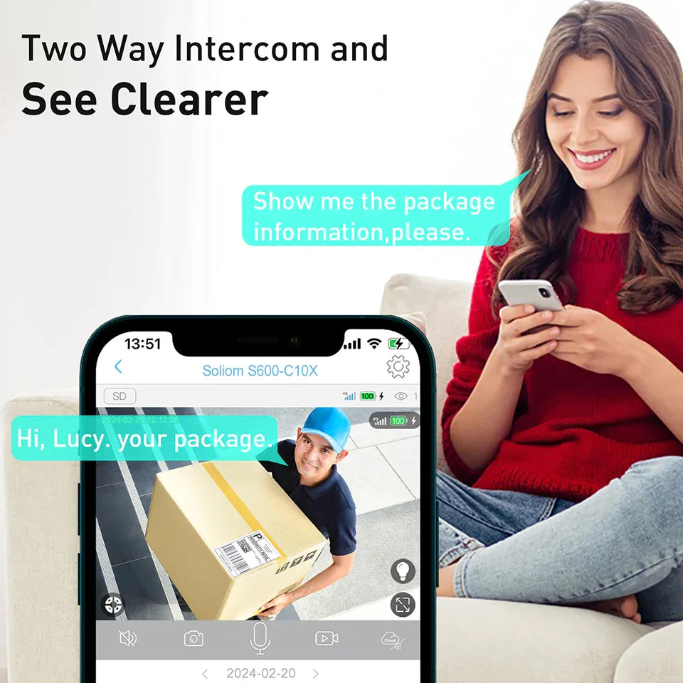 Soliom 5MP S600-C10X Solar Powered Wireless Pan Tilt 4G LTE Cellular Camera-10X Zoom, Unlimited Data Plan - Soliom