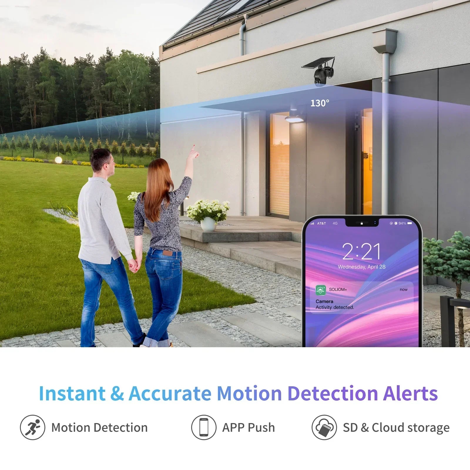 SOLIOM S600 3G/4G LTE Outdoor Solar Powered Cellular Security Camera Wireless,Pan Tilt 360°View Spotlight,1080p Night Vision,2 Way Talk,PIR Motion Sensor, No WiFi, Unlimited Data Plan - Soliom