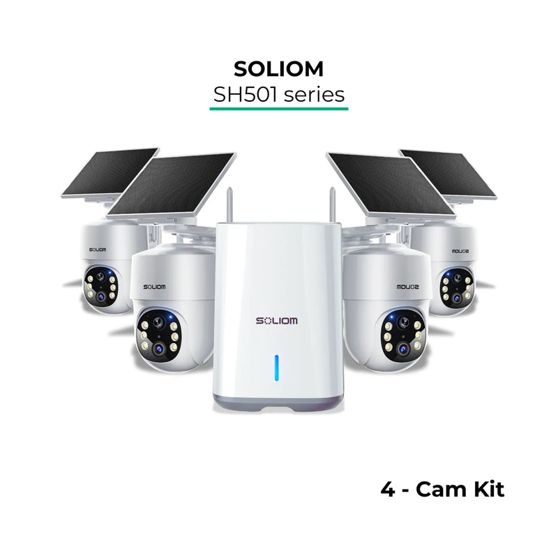 4-camera solar powered wireless outdoor security camera kit with central hub
