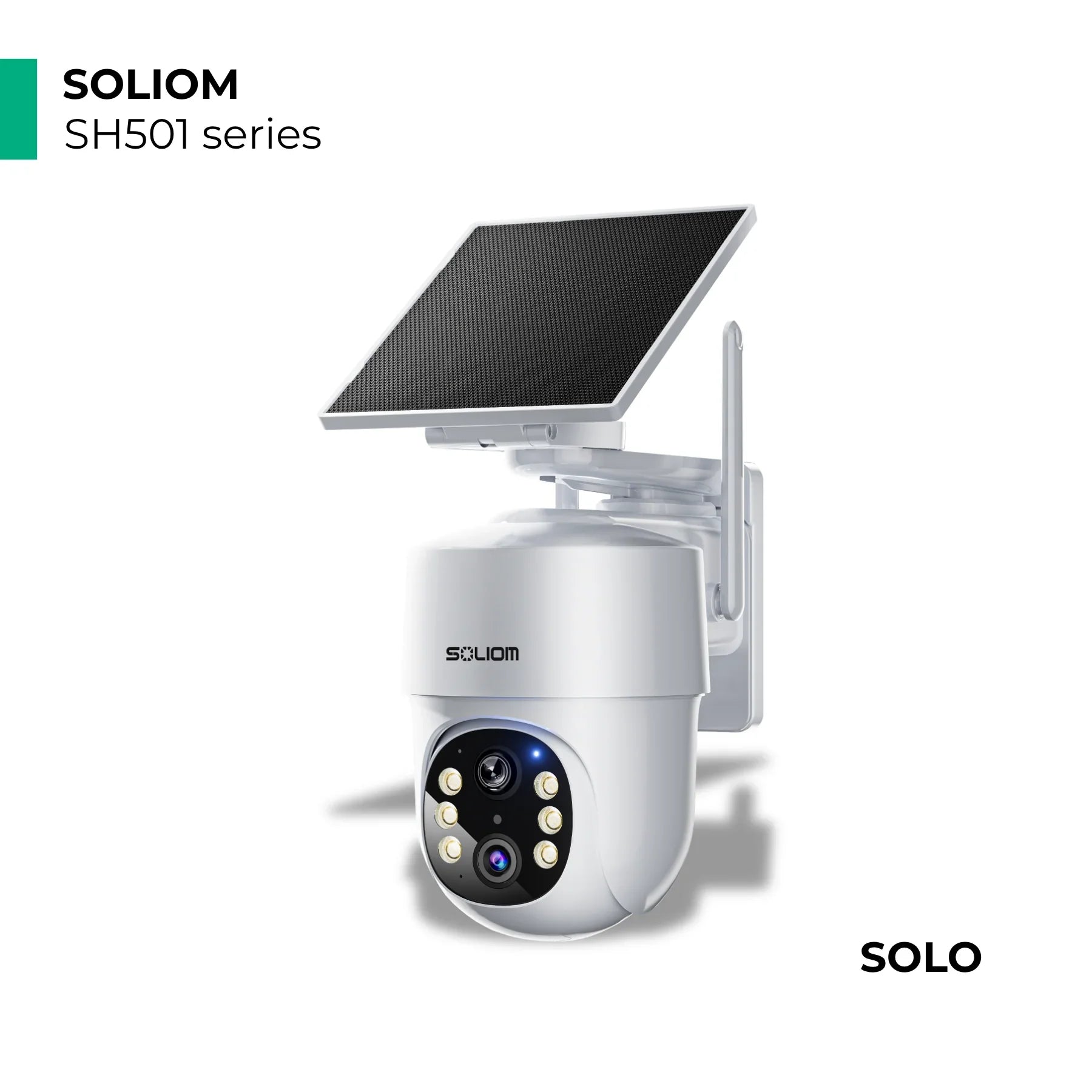 Outdoor solar powered wireless security camera with night vision and wall mount