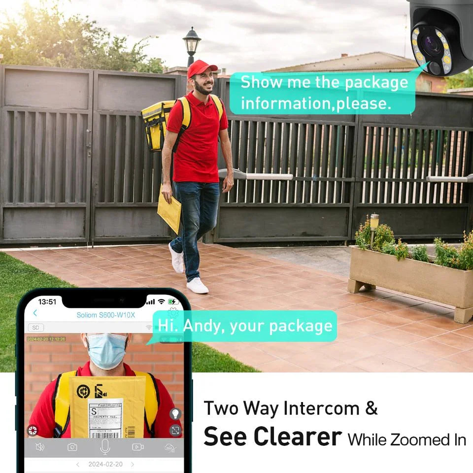 Soliom S600-W10X Optical Zoom Pan Tilt Solar Powered Wifi Camera - Soliom