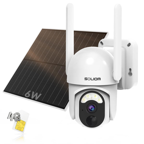 SOLIOM S40R-LTE Cellular-Security-Camera with Binding SIM Card, with 2K Resolution Video, Spotlight Night Vision, Motion Detection