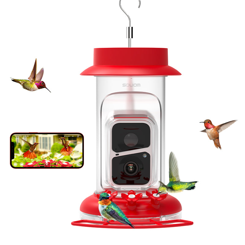 Soliom BF10 Smart Hummingbird Feeder Camera with Ant Moat (16 Ounces)