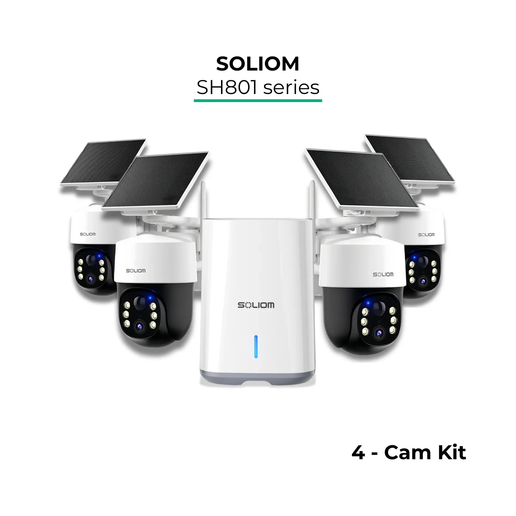 4-camera solar powered wireless outdoor security camera kit with central hub