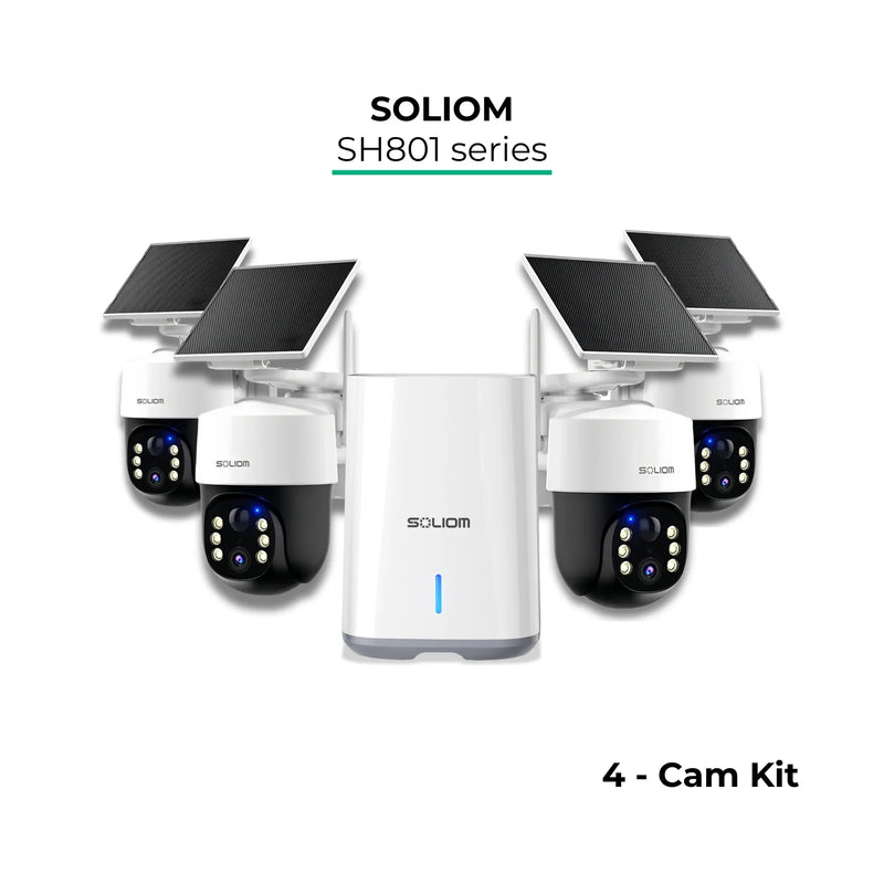 4-camera solar powered wireless outdoor security camera kit with central hub
