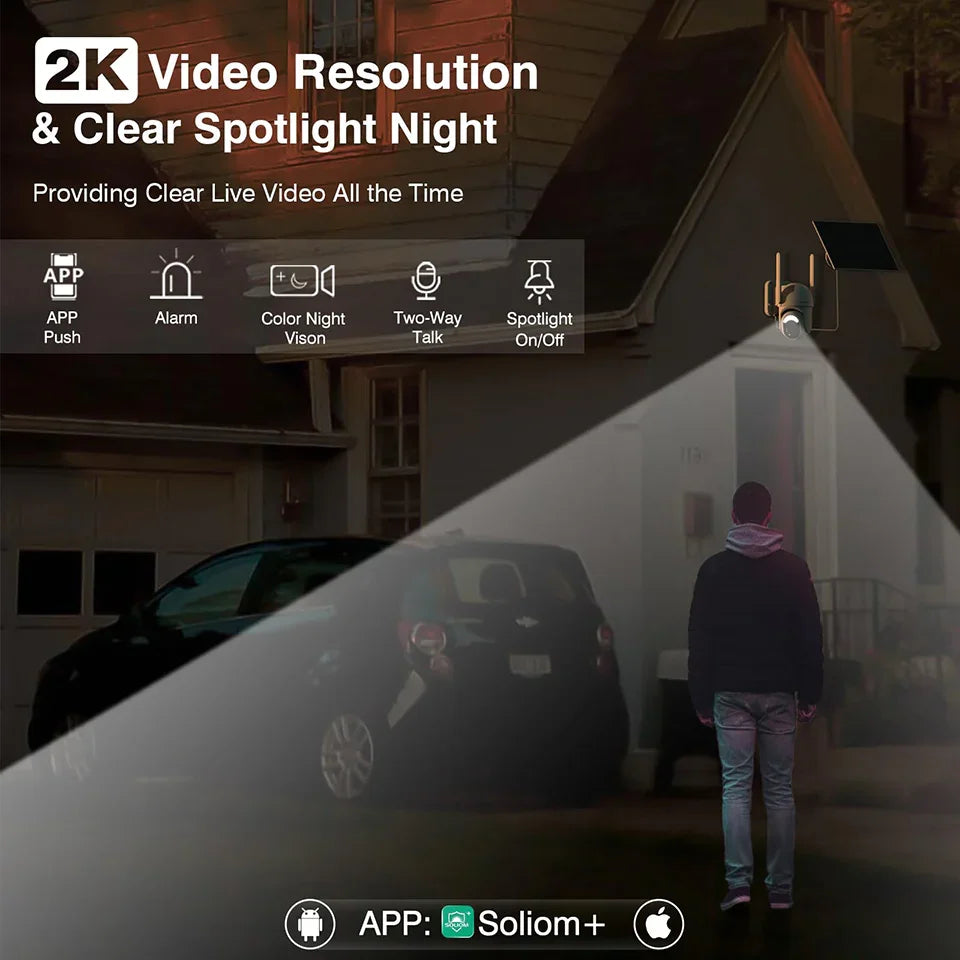 Soliom S40R Pan Tilt Solar Powered Wireless 4G LTE Cellular Security Camera - Soliom