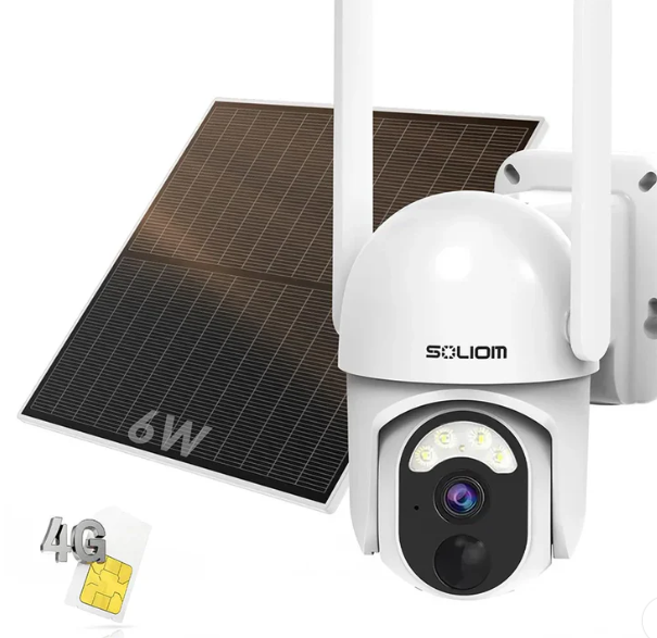 New SOLIOM IP66 S90 4G LTE Cellular Solar Powered Outdoor Camera, 2K Color Night Vision, 360° Pan & Tilt, PIR Motion Detection