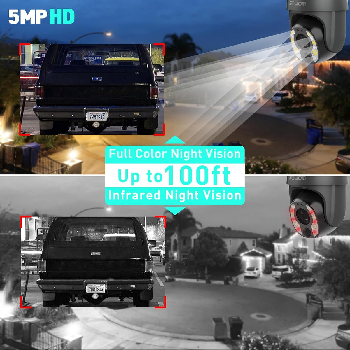SOLIOM  S600-C10X 3K 5MP 4G LTE Solar Security Camera with 10X Optical Zoom